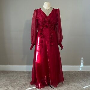 Tansy Long Sleeve Burgundy Dress